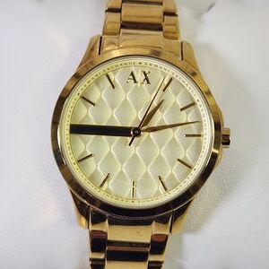 Armani Exchange Watch Gold Quilted Gold Ion-plated Ladies AX5201